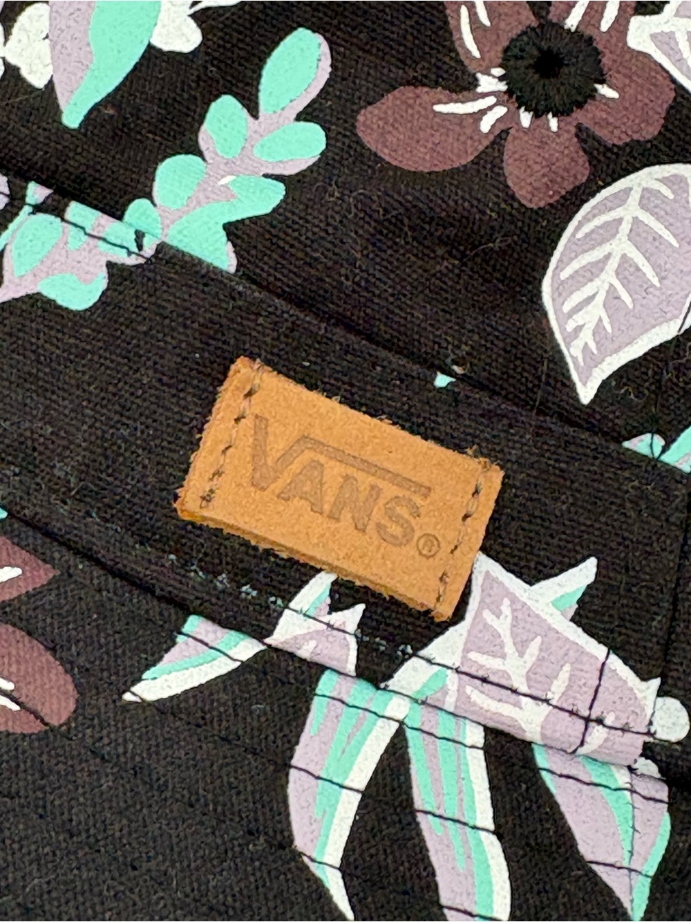 Vans Black Floral Bucket Hat with Mint & Lavender Accents - Picture 5 of 10